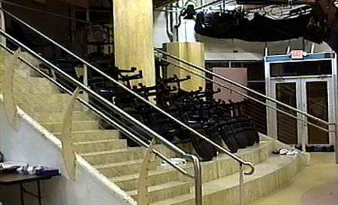 Office furniture was placed on the marble staircase (mentioned in the text) to prevent it from floating should we flood out.